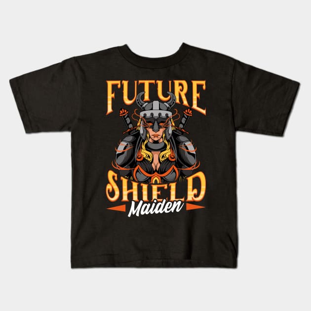 Awesome Future Shield Maiden Nordic Viking Warrior Kids T-Shirt by theperfectpresents